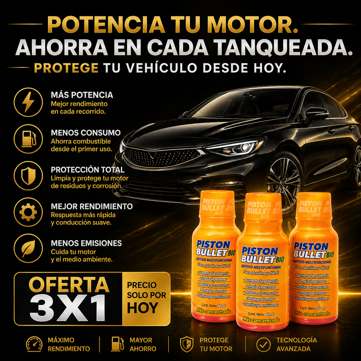 ADITIVO PISTON BULLET BIO PROMO X5 | 🛒 MÁXIMO RENDIMIENTO + AHORRO GARANTIZADO ✅