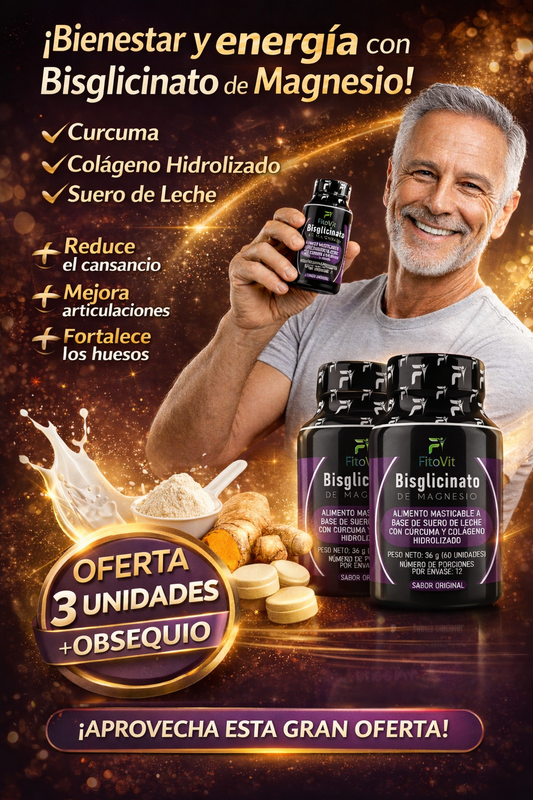 SÚPER COMBO X3 MÁS 🎁OBSEQUIO: BISGLICINATO DE MAGNESIO - MAS PUREZA Y MÁXIMA ABSORCIÓN.