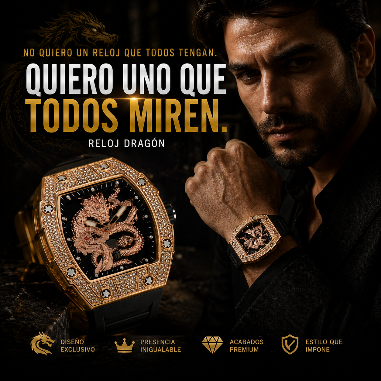 ⌚RELOJ DRAGÓN DORADO