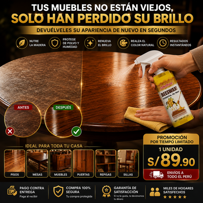 ✨SPRAY ABRILLANTADOR DE CERA DE ABEJA PREMIUM✨ ¡DEVUELVE EL BRILLO A TUS MUEBLES Y PISOS!