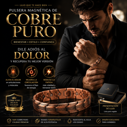 ✨🧡PULSERA MAGNÉTICA DE COBRE PURO: ALIVIA DOLOR Y MEJORA CIRCULACIÓN
