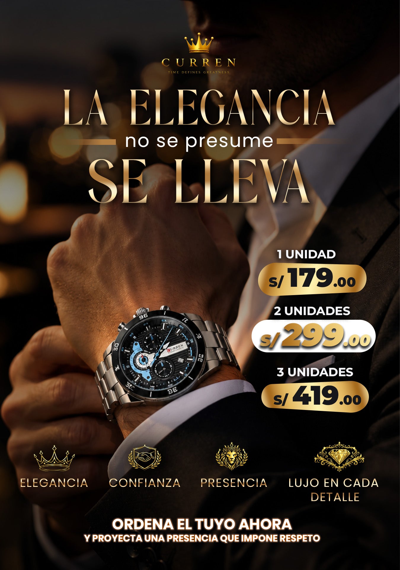 ⌚ RELOJ DE LUJO CURREN ORIGINAL