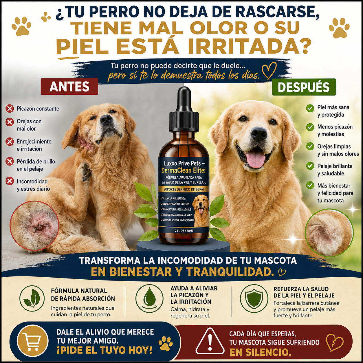 🔥 Luxxo Prive Pets – DermaClean Elite: Solución Avanzada para la Piel de tu Mascota