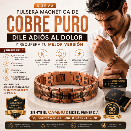 ✨🧡PULSERA MAGNÉTICA DE COBRE PURO: ALIVIA DOLOR Y MEJORA CIRCULACIÓN