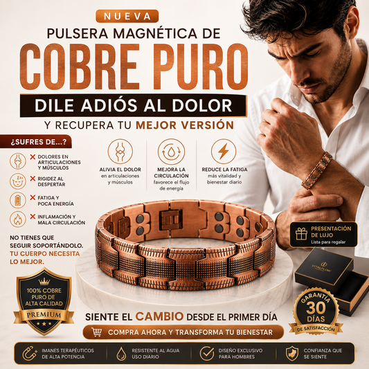 ✨🧡PULSERA MAGNÉTICA DE COBRE PURO: ALIVIA DOLOR Y MEJORA CIRCULACIÓN